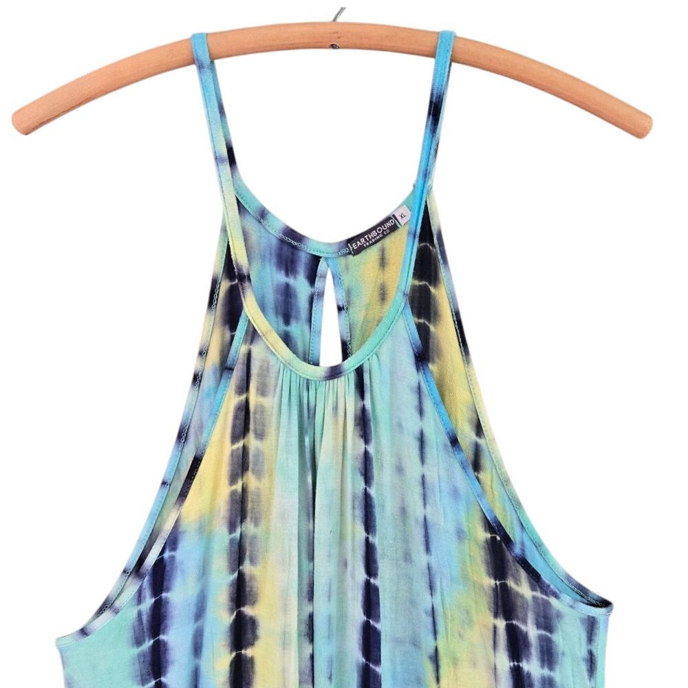 Earthbound Trading Co Tie Dye Spaghetti Strap High-Low Maxi Dress Multicolor XL - Picture 3 of 6